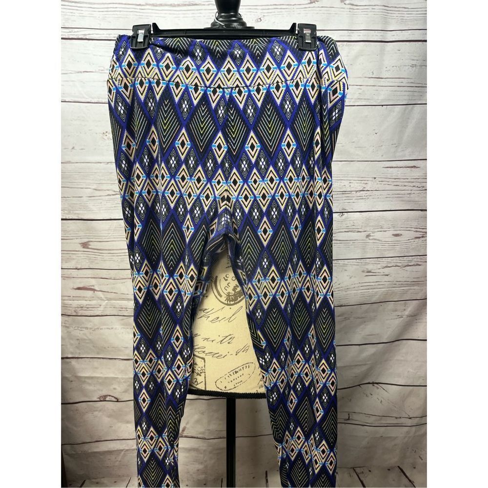 LuLaRoe Tall‎ & Curvy Leggings Blue Diamond Geometric Print